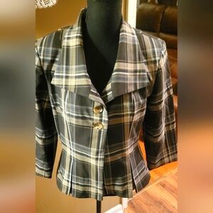 Women's Isaac Mizrahi Brown Plaid Fashion Blazer, Size 6